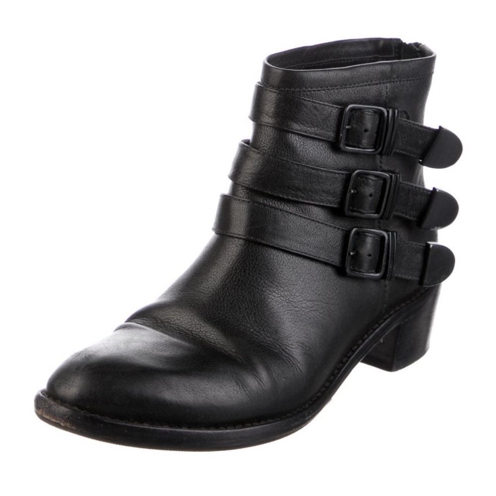 Loeffler Randall leather buckle ankle boots
